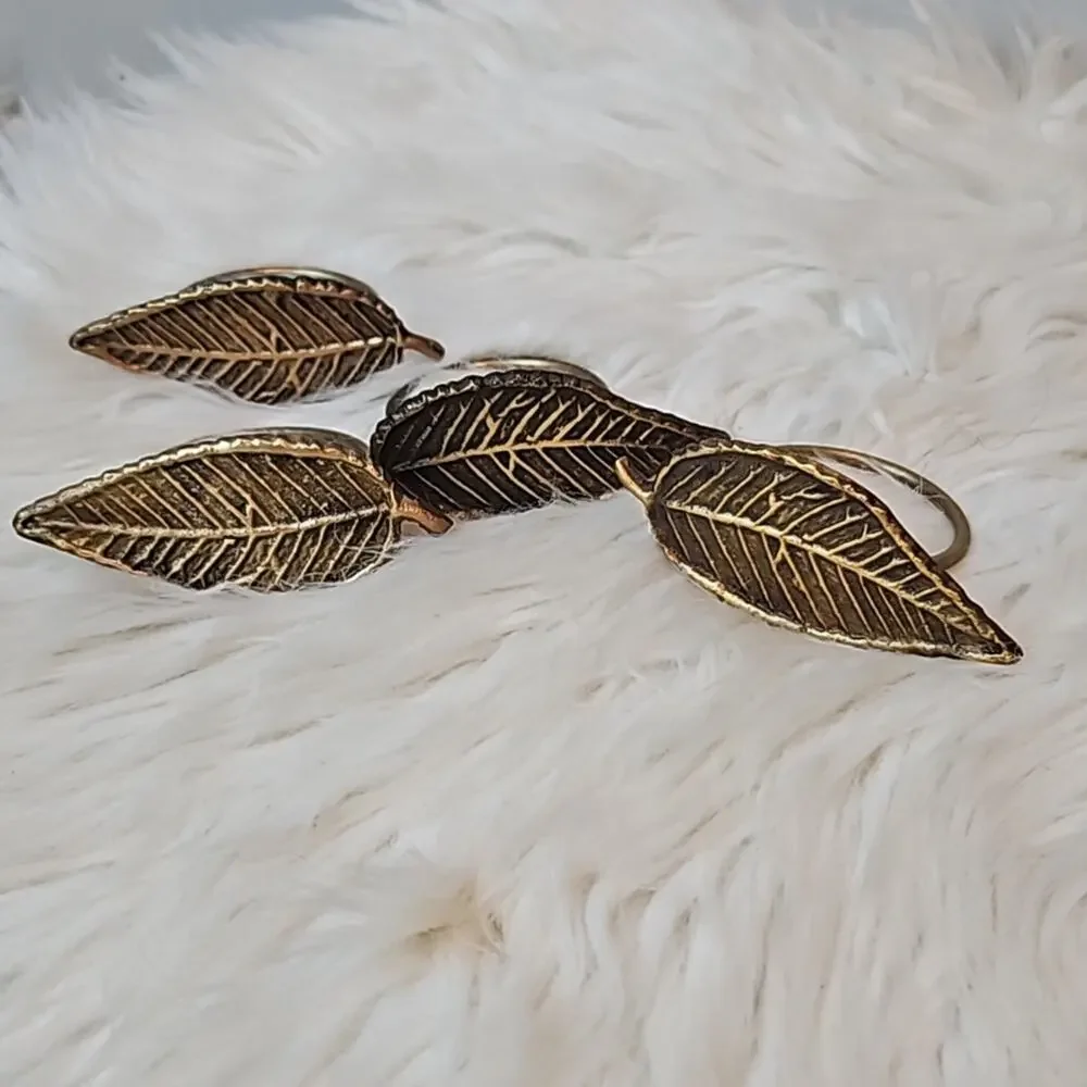 Bronze Metal Leaf Napkin Ring Set of 4